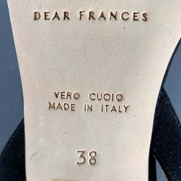 DEAR FRANCES Cream Black Acrylic Suede Slingback Sandals - Picture 8 of 8